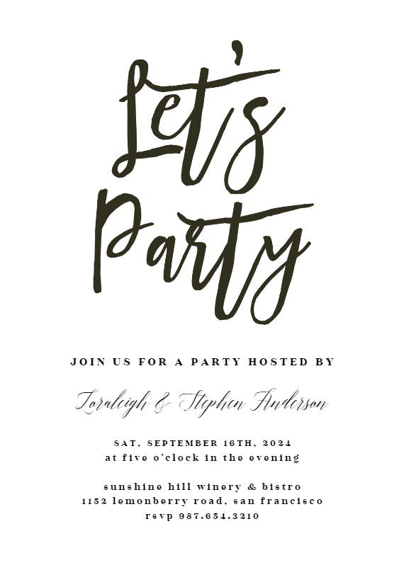 Simple text - printable party invitation