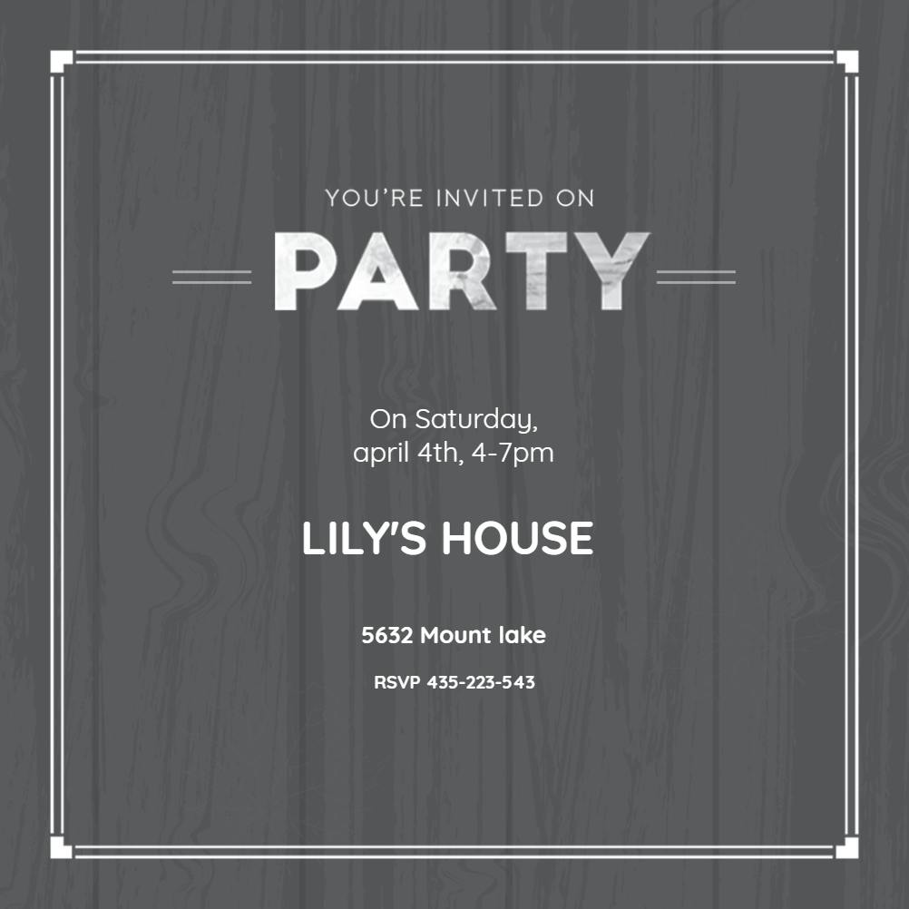 Simply woodgrain - printable party invitation