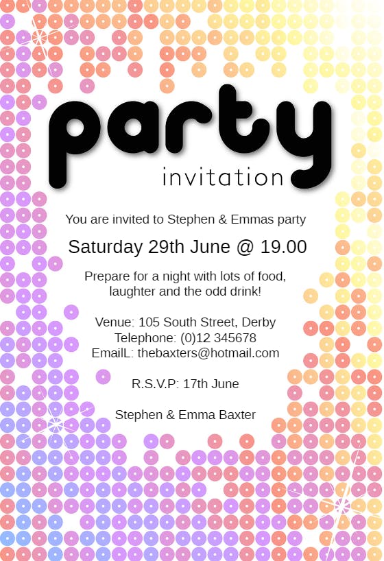 Sparkling party -  invitación para fiesta