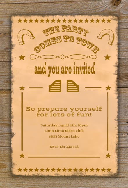 Western party - printable party invitation