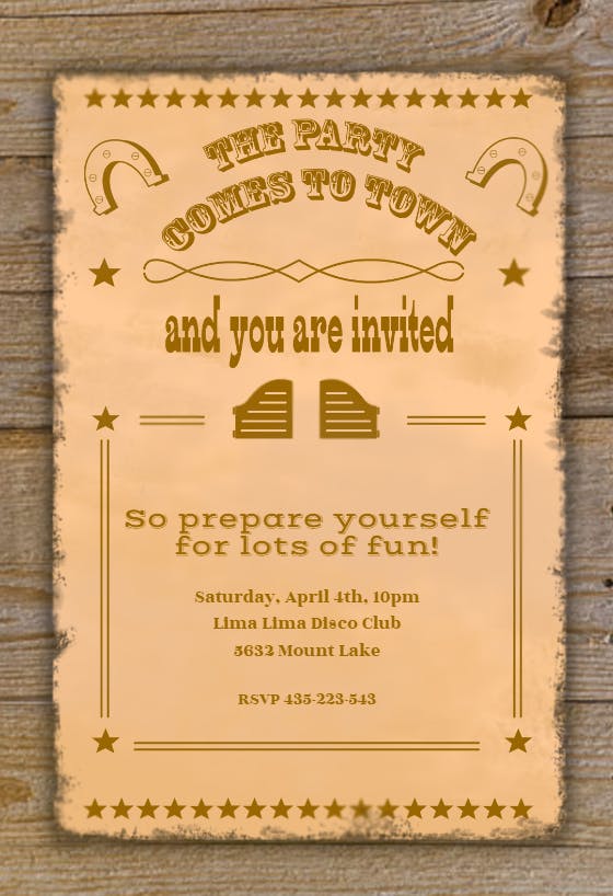 Western party - printable party invitation