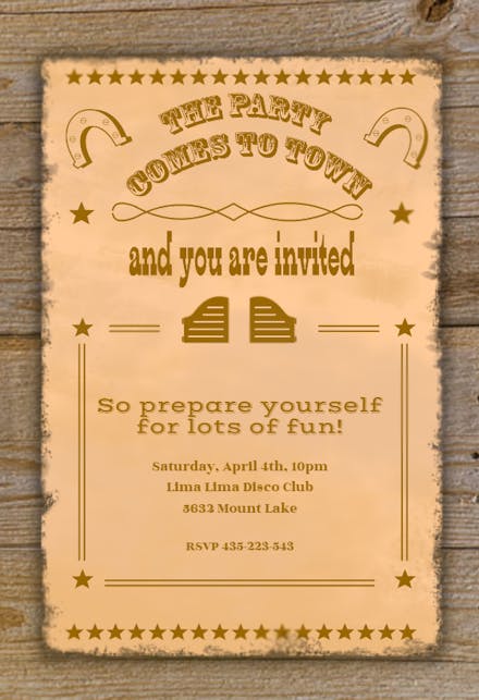 Western Party Printable Party Invitation Template Free Greetings Island