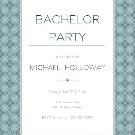 Argyle Sidelights - Bachelor Party Invitation
