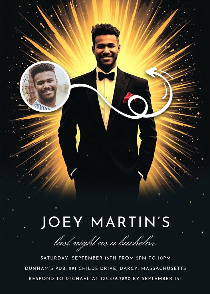 Bachelor sunburst - bachelor party invitation