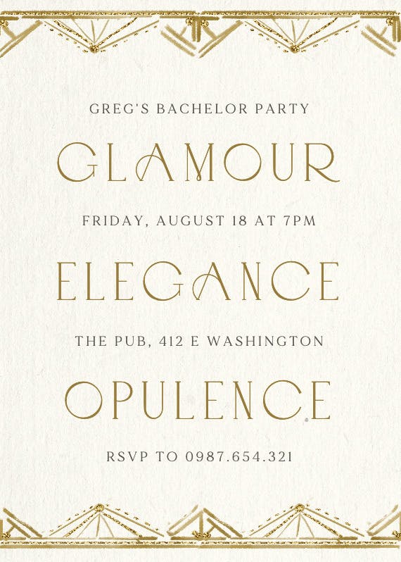 Big opulence text - bachelor party invitation