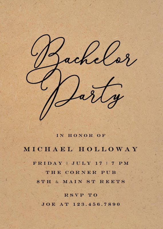 Bold bellisia - bachelor party invitation