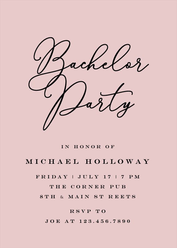 Bold bellisia - bachelor party invitation