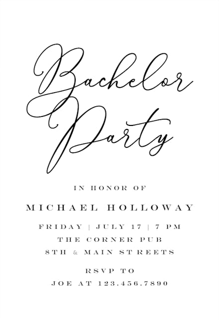 Bold Bellisia - Bachelor Party Invitation