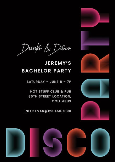 Boogie boys - bachelor party invitation