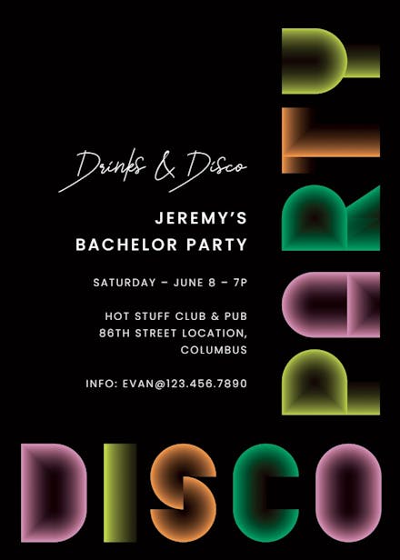 Boogie boys - bachelor party invitation