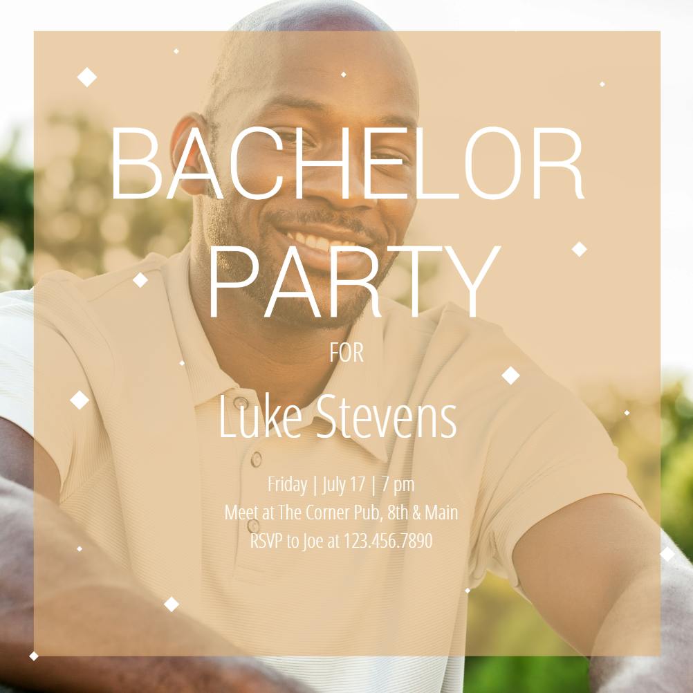 Brown filtered photo - bachelor party invitation
