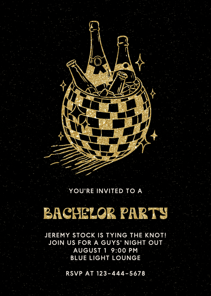 Disco drinks - bachelor party invitation