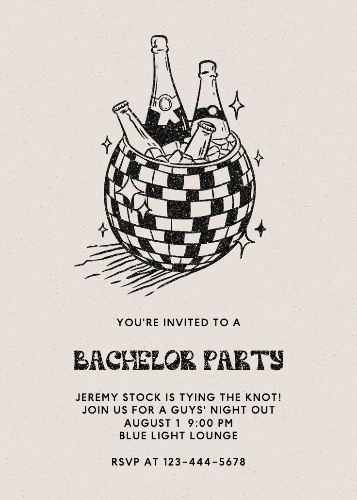 Disco drinks - bachelor party invitation