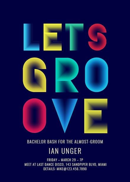 Disco dudes - bachelor party invitation