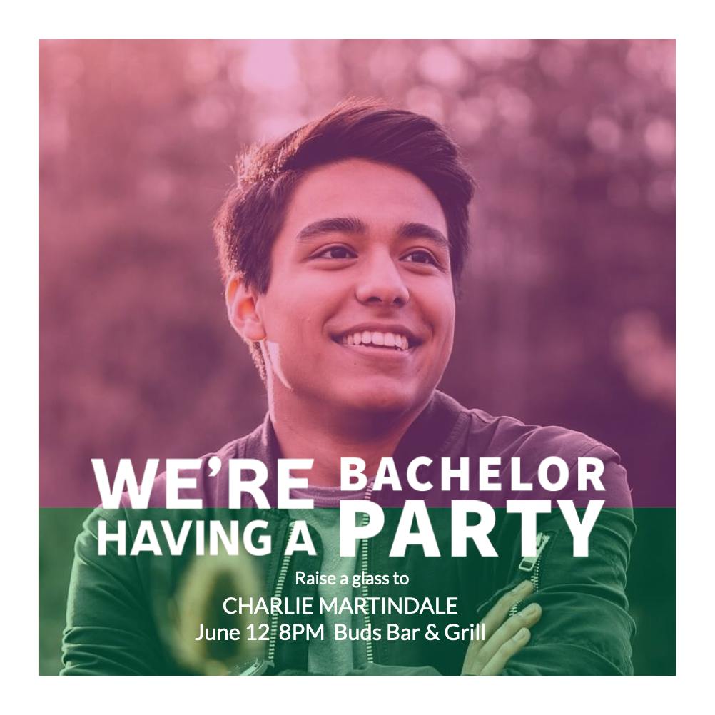 Filtered photo squared - bachelor party invitation