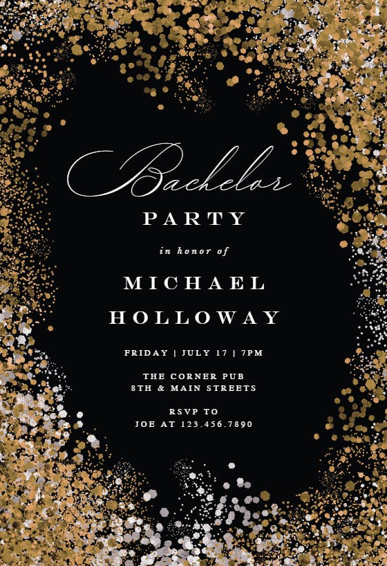 Glitter bachelor party - bachelor party invitation