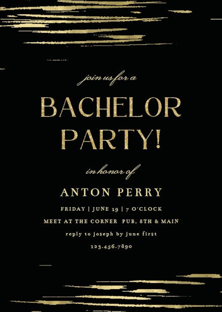 Golden strokes - invitación para despedida de soltero