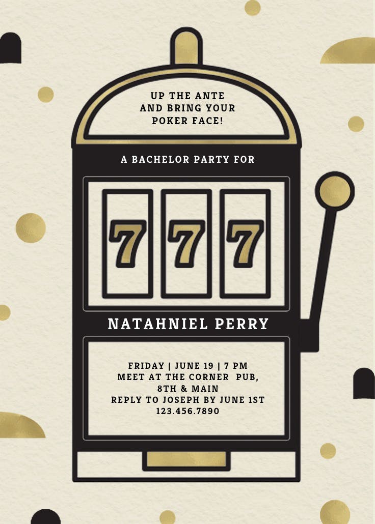Lucky 7s party - bachelor party invitation