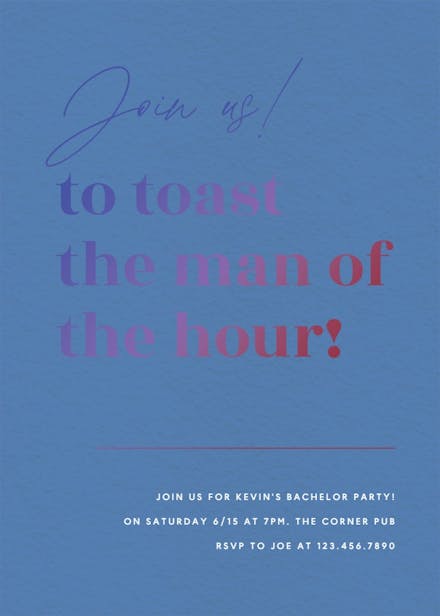 Man of the hour - bachelor party invitation