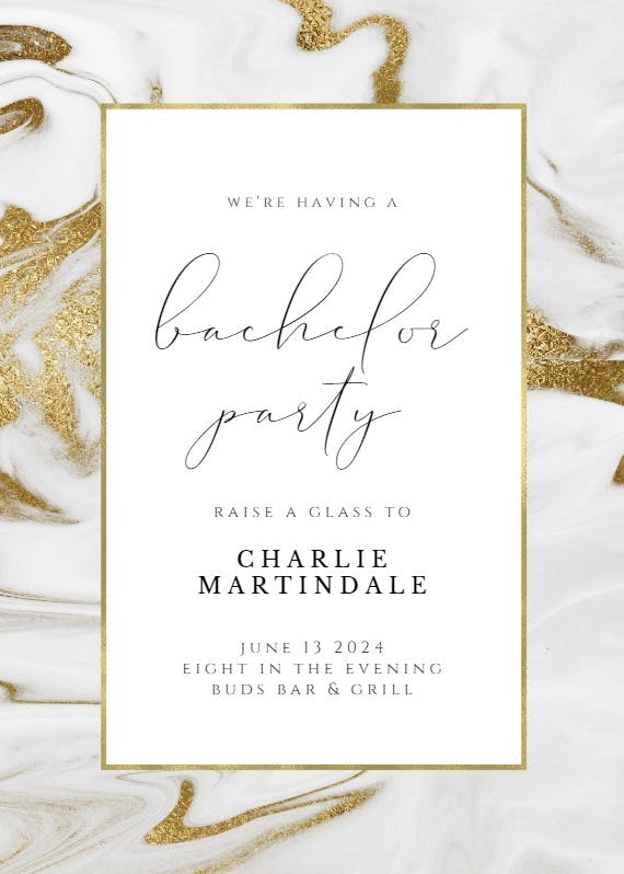 Marble frame - bachelor party invitation