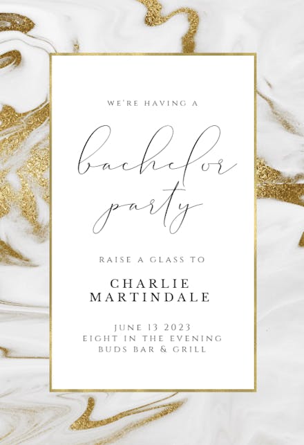 Marble frame - Bachelor Party Invitation
