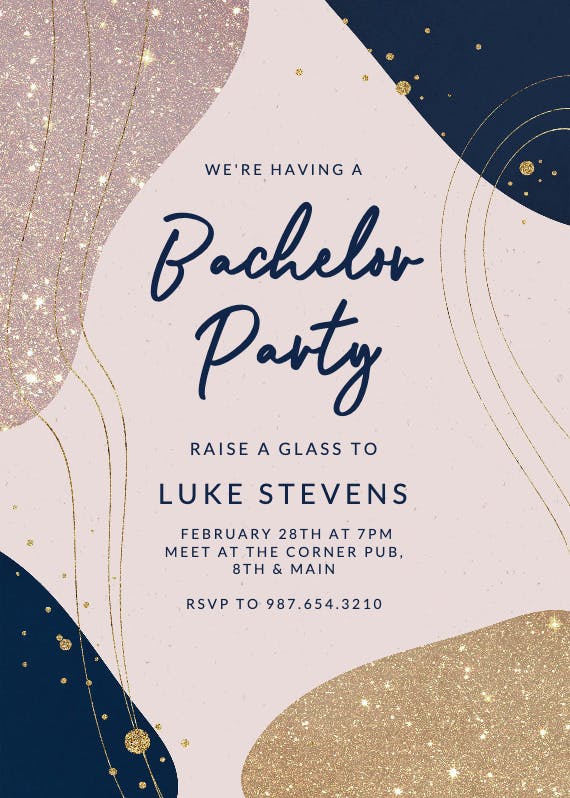 Modern abstract shapes - bachelor party invitation
