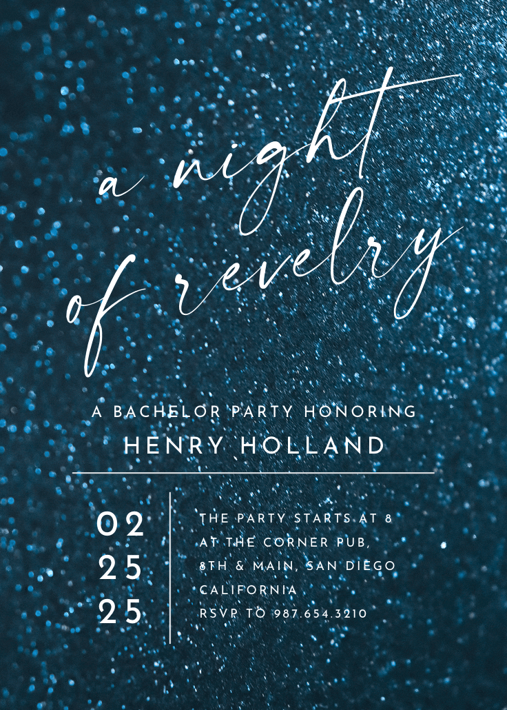 Night of revelry - bachelor party invitation