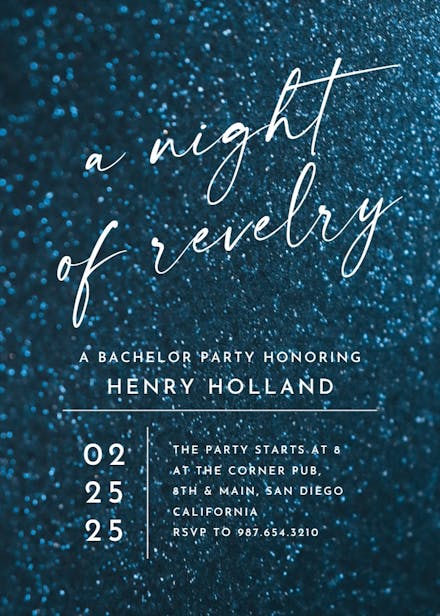 Night of revelry - bachelor party invitation