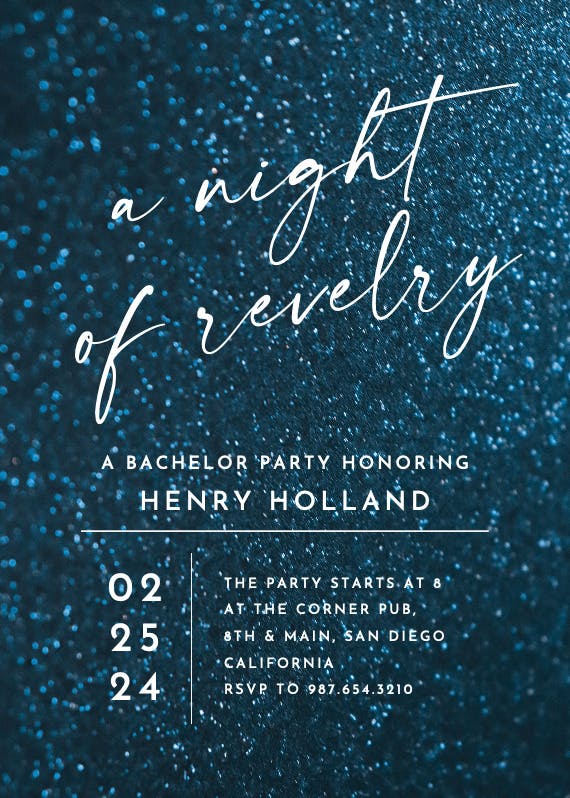 Night of revelry - bachelor party invitation