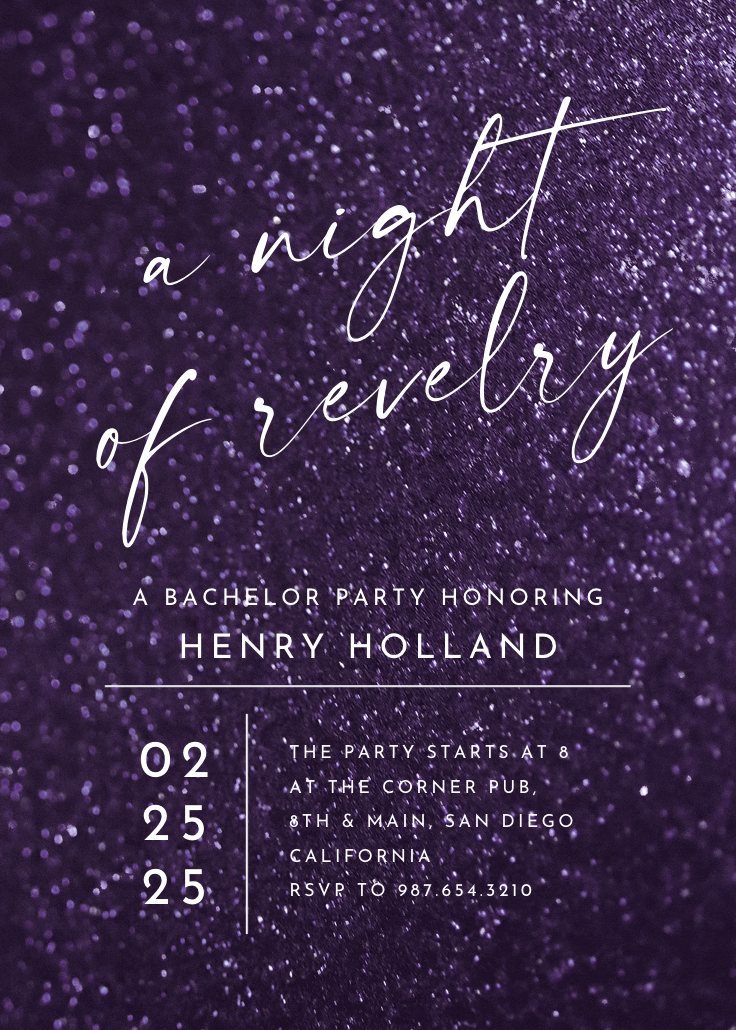 Night of revelry - bachelor party invitation
