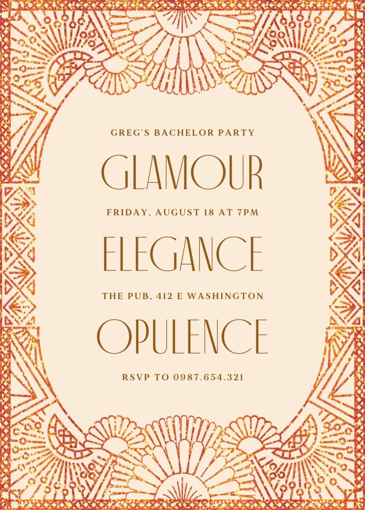 Orange glitz - bachelor party invitation