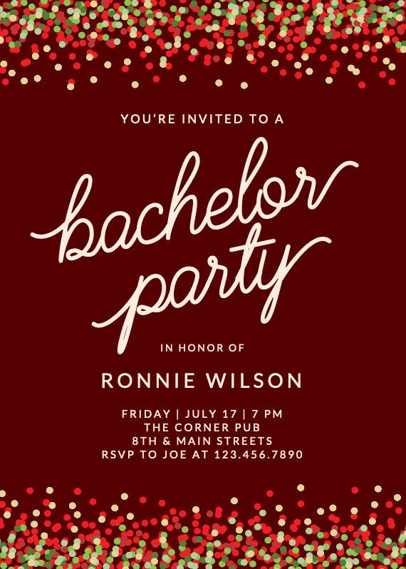 Party confetti - bachelor party invitation