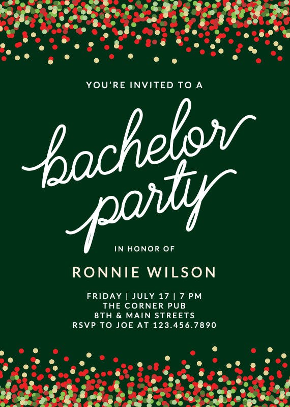 Party confetti - bachelor party invitation