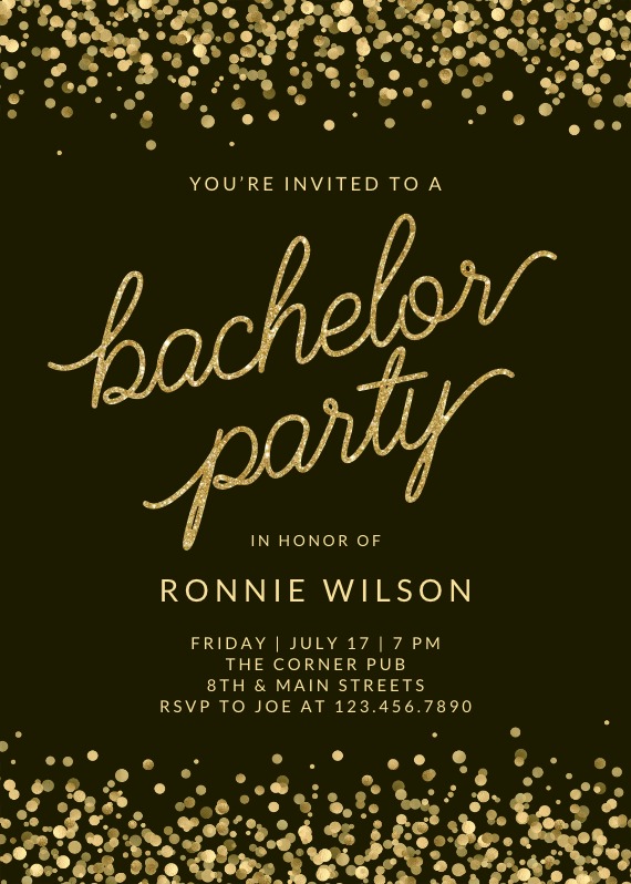 Glitter bubbly - Bachelor Party Invitation Template | Greetings Island