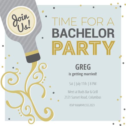 Party Pour - Bachelor Party Invitation
