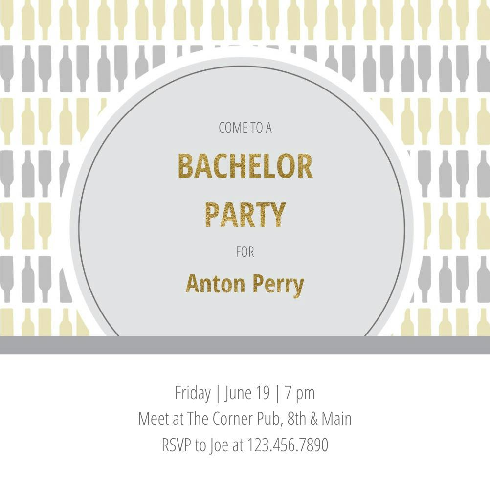 Stenciled bottles - bachelor party invitation