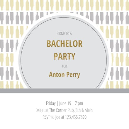 Stenciled bottles - bachelor party invitation