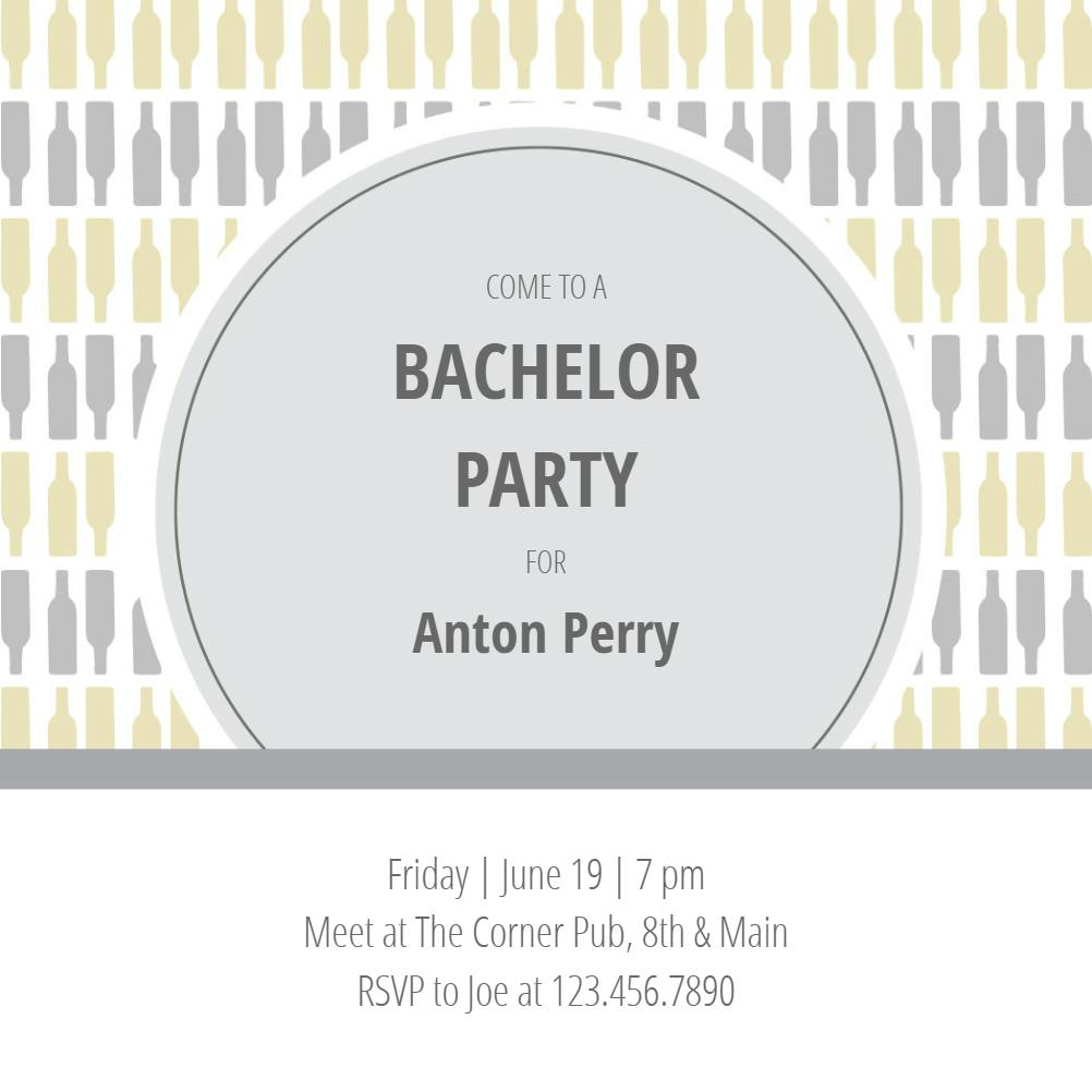 Stenciled bottles - bachelor party invitation