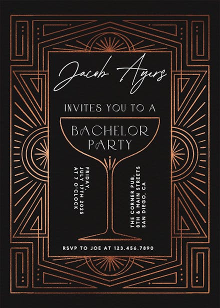 Stylish soiree - bachelor party invitation