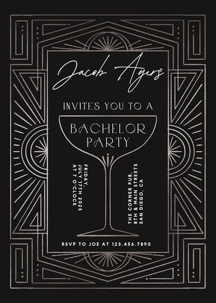 Stylish soiree - bachelor party invitation