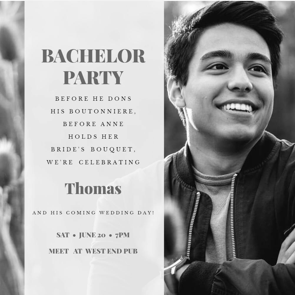 Upcoming wedding - bachelor party invitation