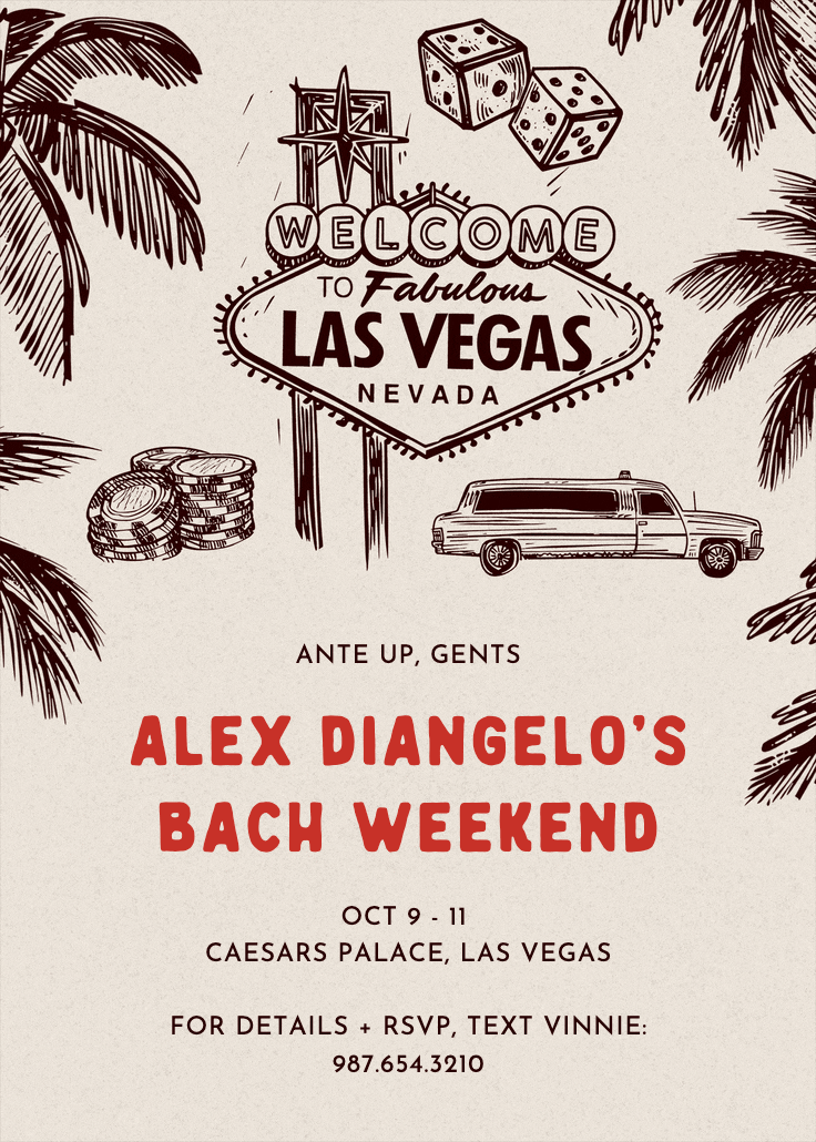 Vegas vibes - bachelor party invitation