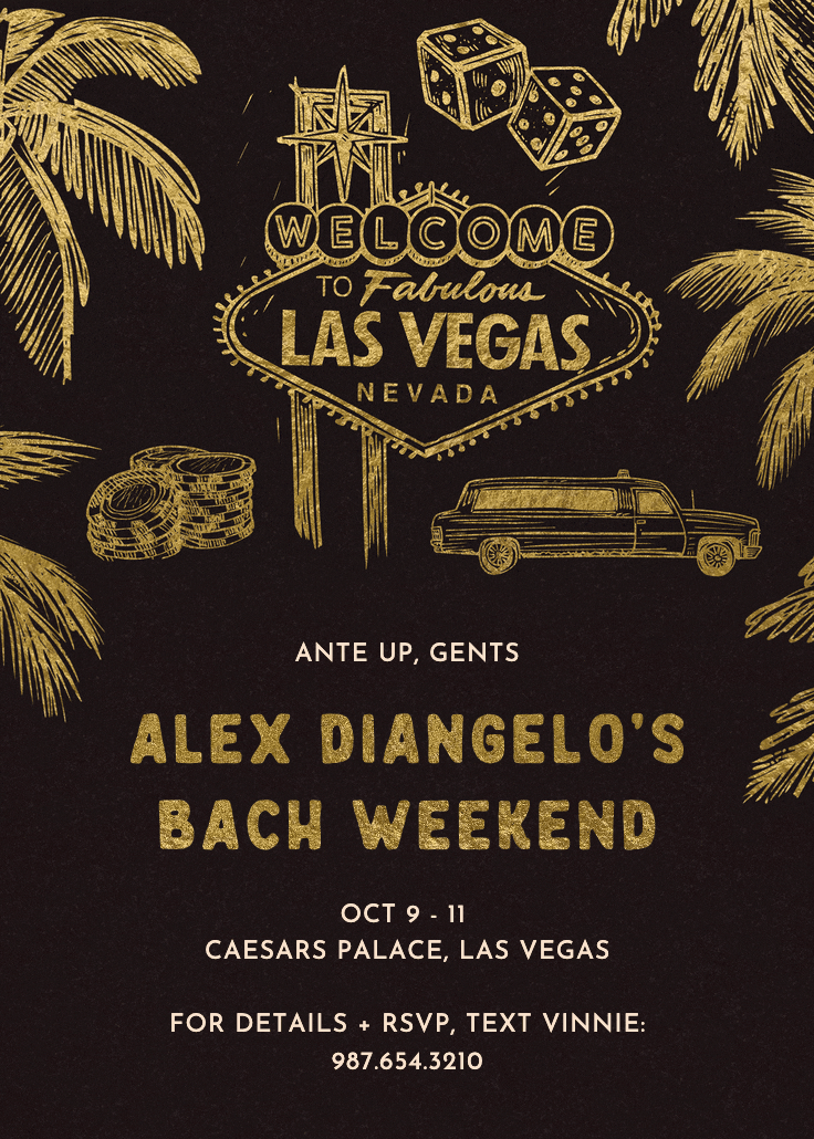 Vegas vibes - bachelor party invitation