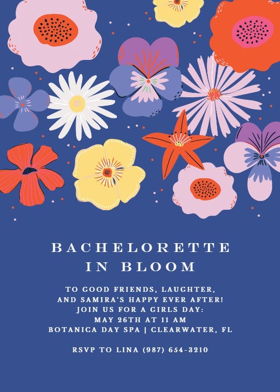 Bachelorette in blooms - party invitation