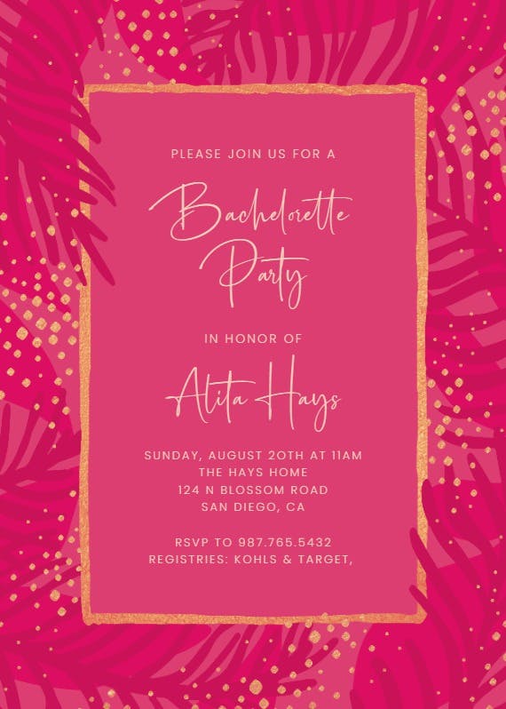 Bedazzling day - bachelorette party invitation