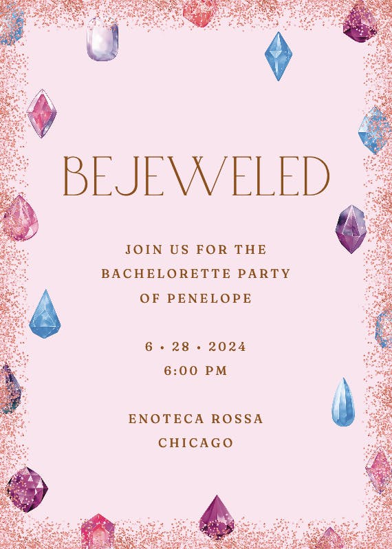 Bejeweled -  invitación para despedida de soltera