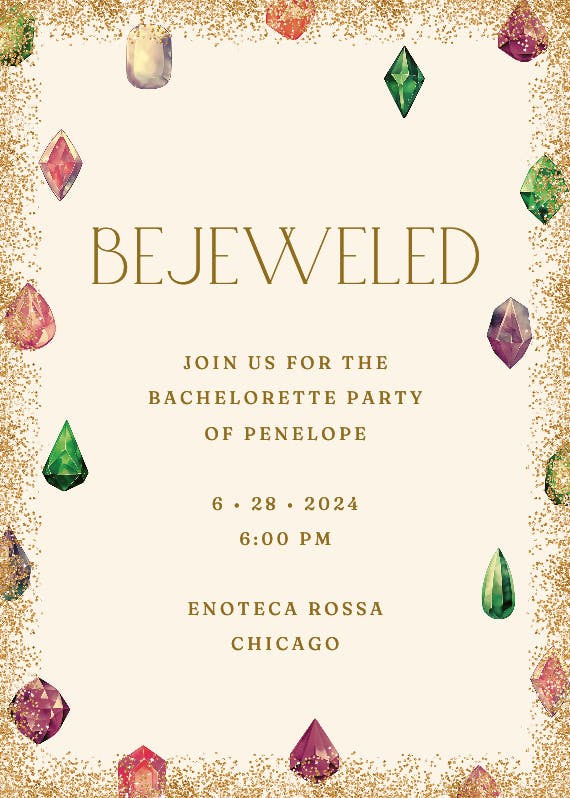 Bejeweled -  invitación para despedida de soltera