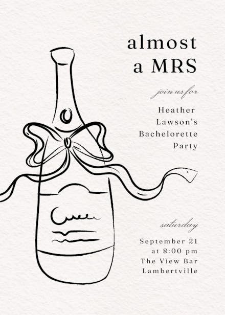 Bottle sketch - bachelorette party invitation