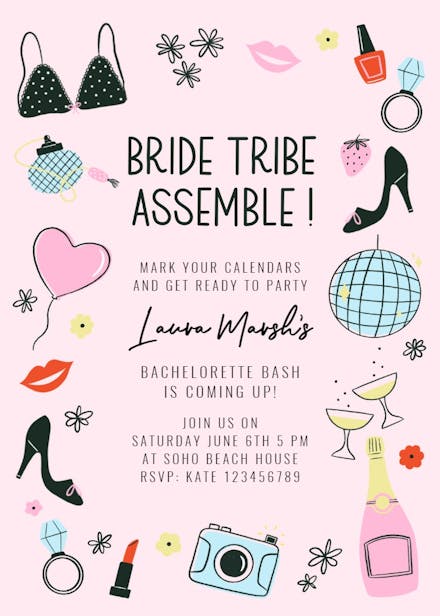 Bride tribe - bachelorette party invitation