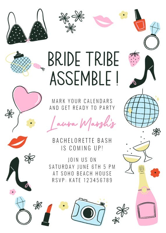 Bride tribe - bachelorette party invitation
